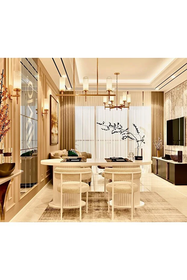 Lizy Beyaz Bohem Lake Mdf 80x160 Yemek Masası Mutfak Masası Ofis Masası Masa Sandalye Takımı